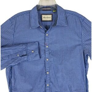 Robert Graham Shirt Mens XL Tailored Blue White Gingham Check Button LS